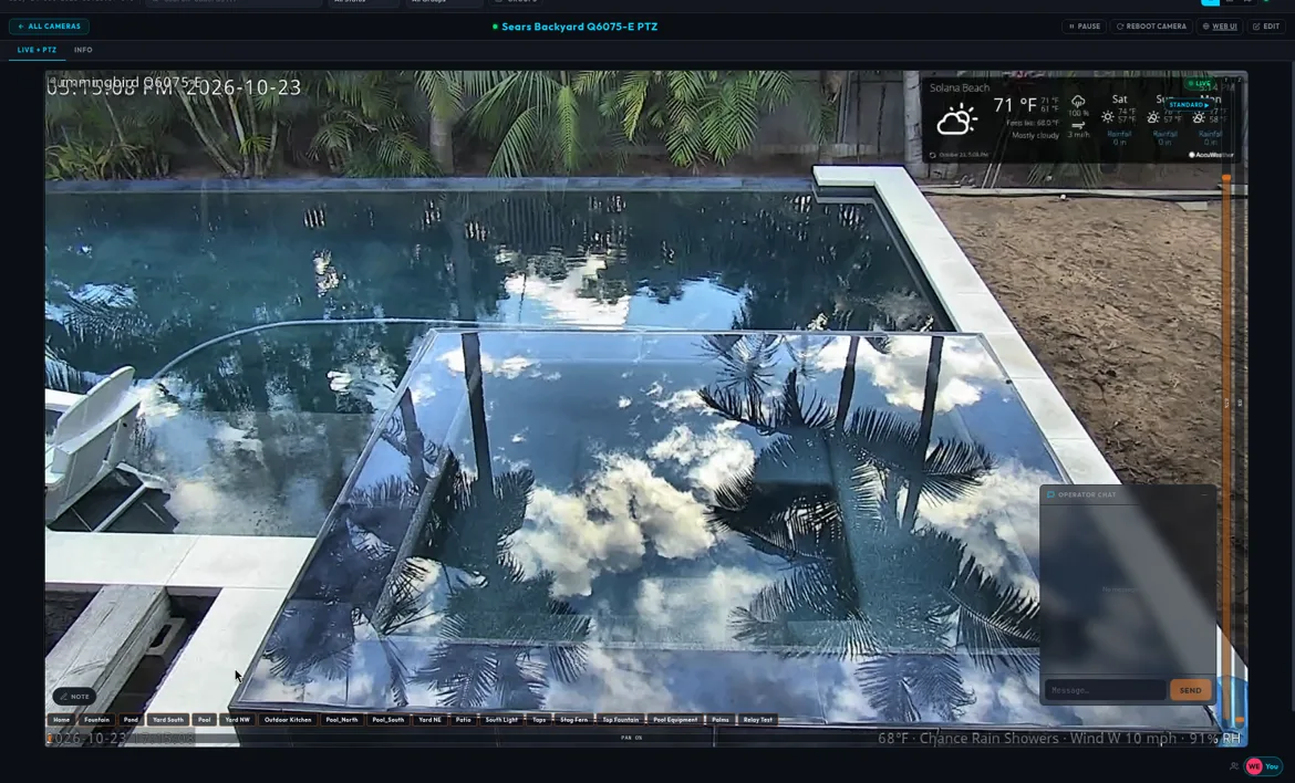On-Screen mode with preset buttons along the bottom of the video