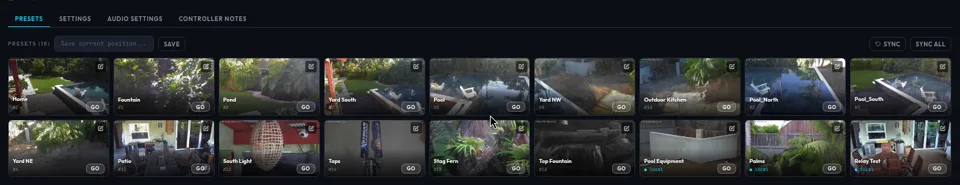 The Presets tab with a grid of preset tiles, each with a Go button