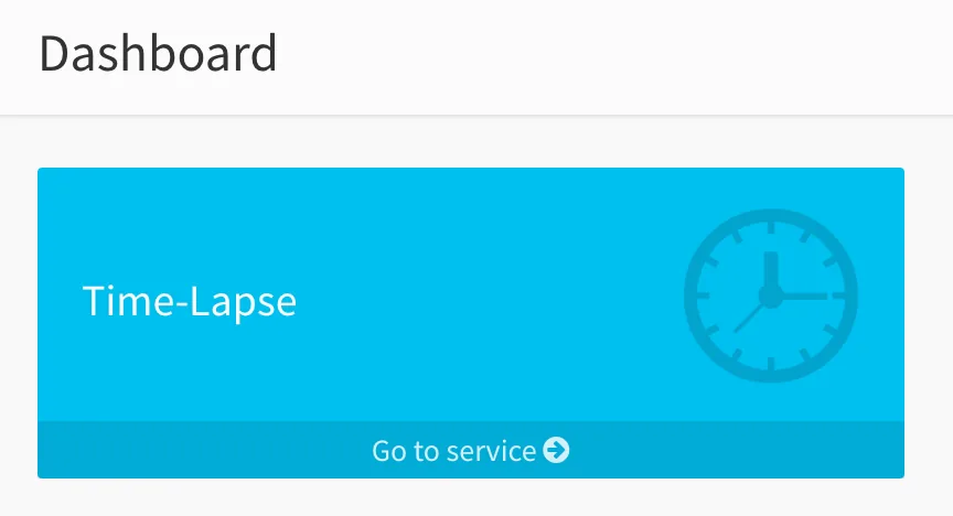 Portal dashboard with the Time-Lapse tile and Go to service button